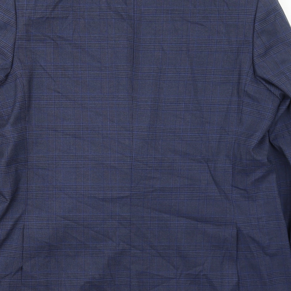 Marks & Spencer Mens Blue Geometric Polyester Jacket Suit Jacket Size 44 Regular