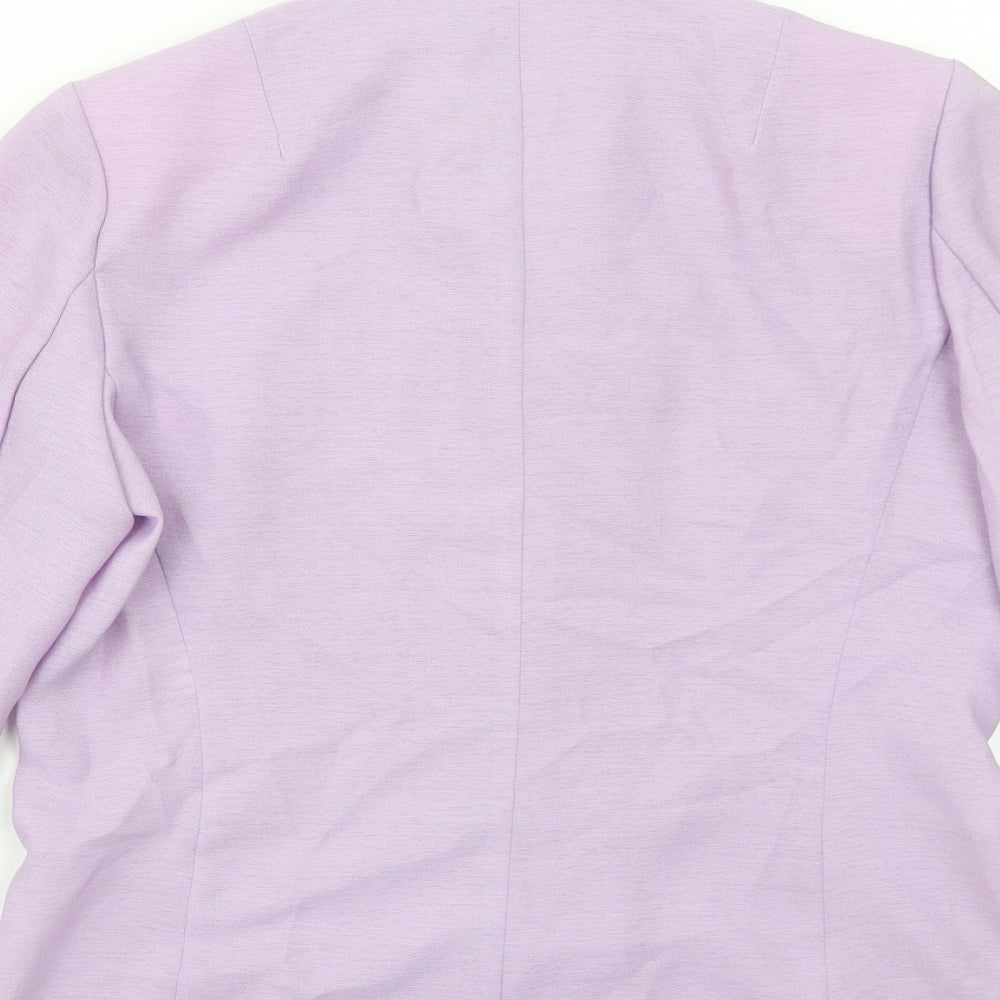 Jenny D Womens Purple Polyester Basic Button-Up Size 12 Collared