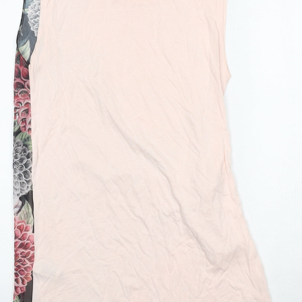 Per Una Womens Pink Floral Viscose Wrap Tank Size 10 Round Neck