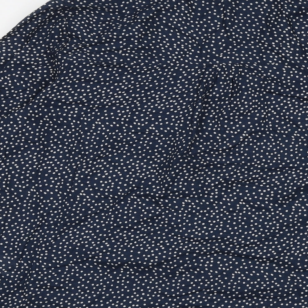 H&M Womens Blue Geometric 100% Cotton Basic Button-Up Size 12 Collared