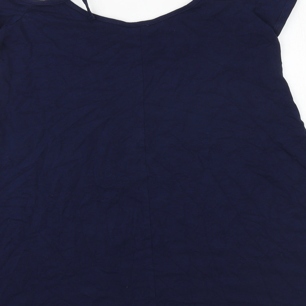 Dorothy Perkins Womens Blue Polyester Basic Blouse Size 6 Round Neck - Cold Shoulder