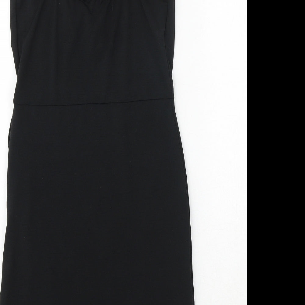 Quiz Womens Black Polyester Bodycon Size 8 Cowl Neck Pullover - Chain Strap