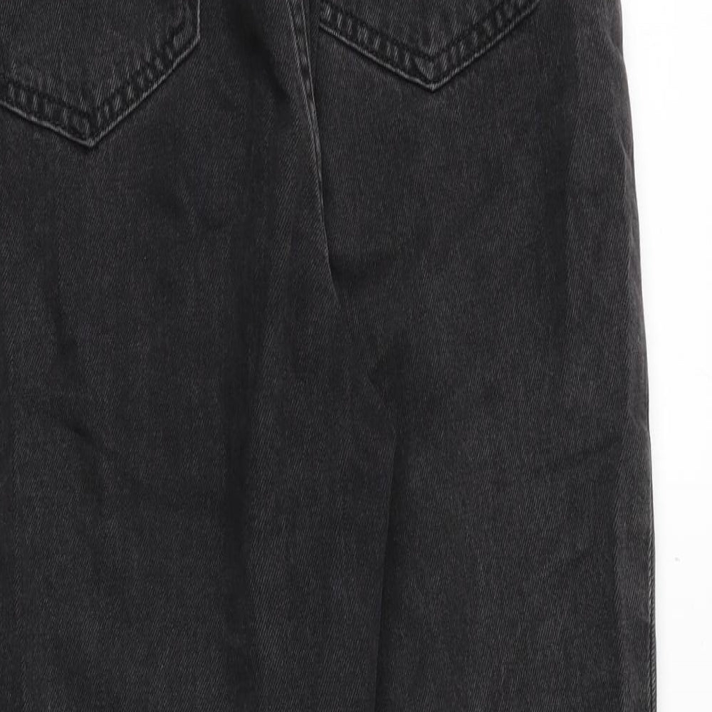 H&M Womens Grey Cotton Tapered Jeans Size 6 Regular Zip
