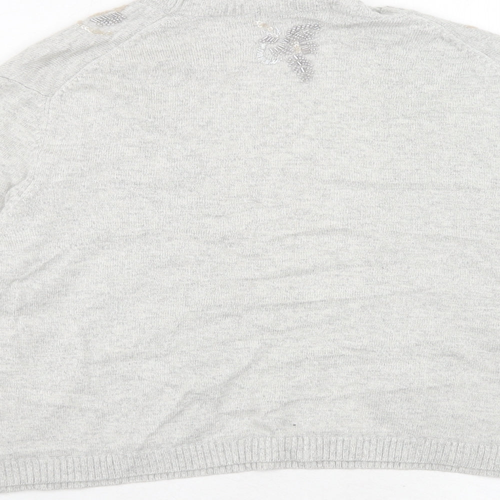 Marks and Spencer Womens Grey V-Neck Viscose Cardigan Jumper Size 16