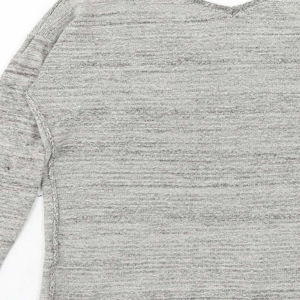 Grain de Malice Womens Grey V-Neck Acrylic Pullover Jumper Size S