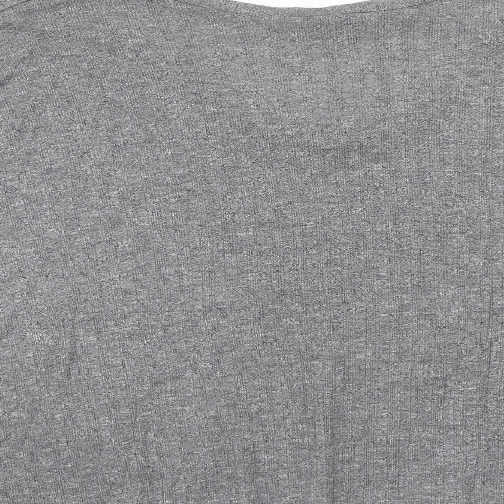 Sparkle & Fade Womens Grey Polyester Basic T-Shirt Size XS V-Neck