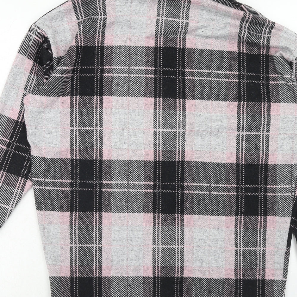 River Island Womens Pink Roll Neck Plaid Polyester Pullover Jumper Size 10