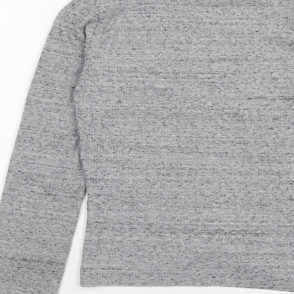 Bershka Womens Grey Polyester Basic T-Shirt Size L Mock Neck