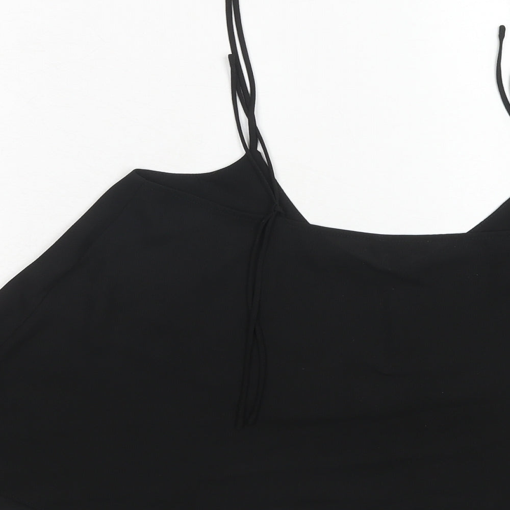 Topshop Womens Black Polyester Basic Tank Size 10 V-Neck