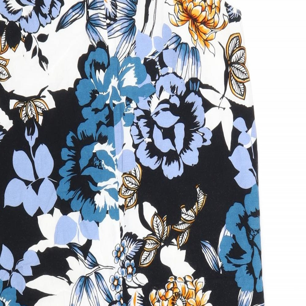 Warehouse Womens Multicoloured Floral Viscose Shift Size 10 Boat Neck Zip