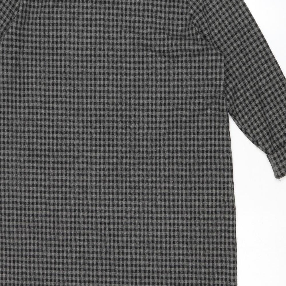 Marks & Spencer Womens Grey Check Polyester Shift Size 18 Round Neck Pullover