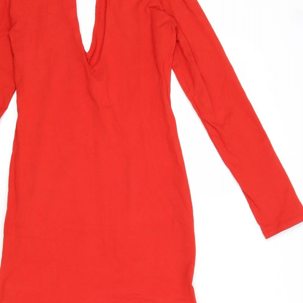 Motel Rocks Womens Red Cotton Mini Size XS V-Neck Snap