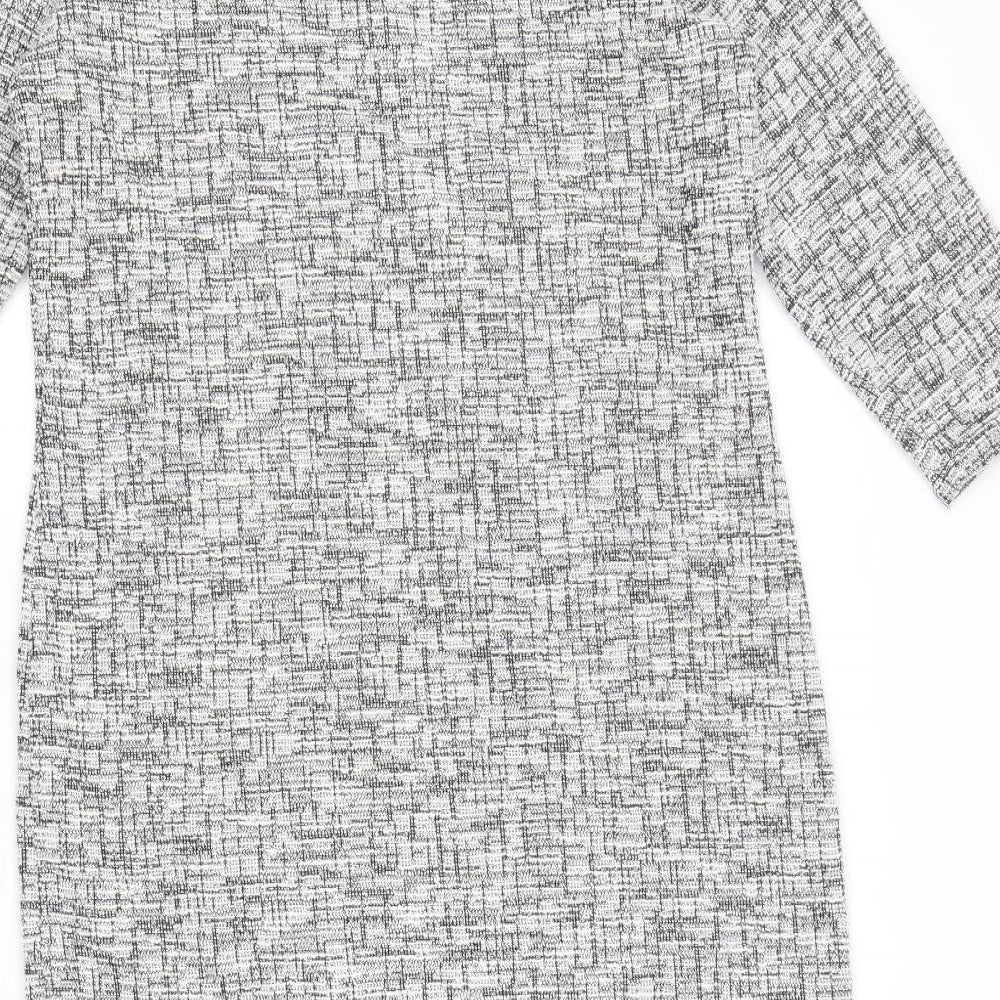 ANTEA Womens Grey Geometric Polyester Sheath Size M Boat Neck Pullover