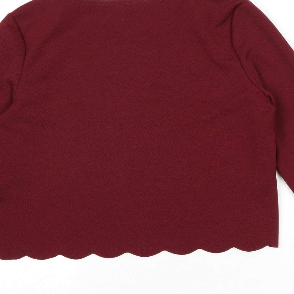New Look Womens Red Polyester Basic T-Shirt Size 10 Round Neck