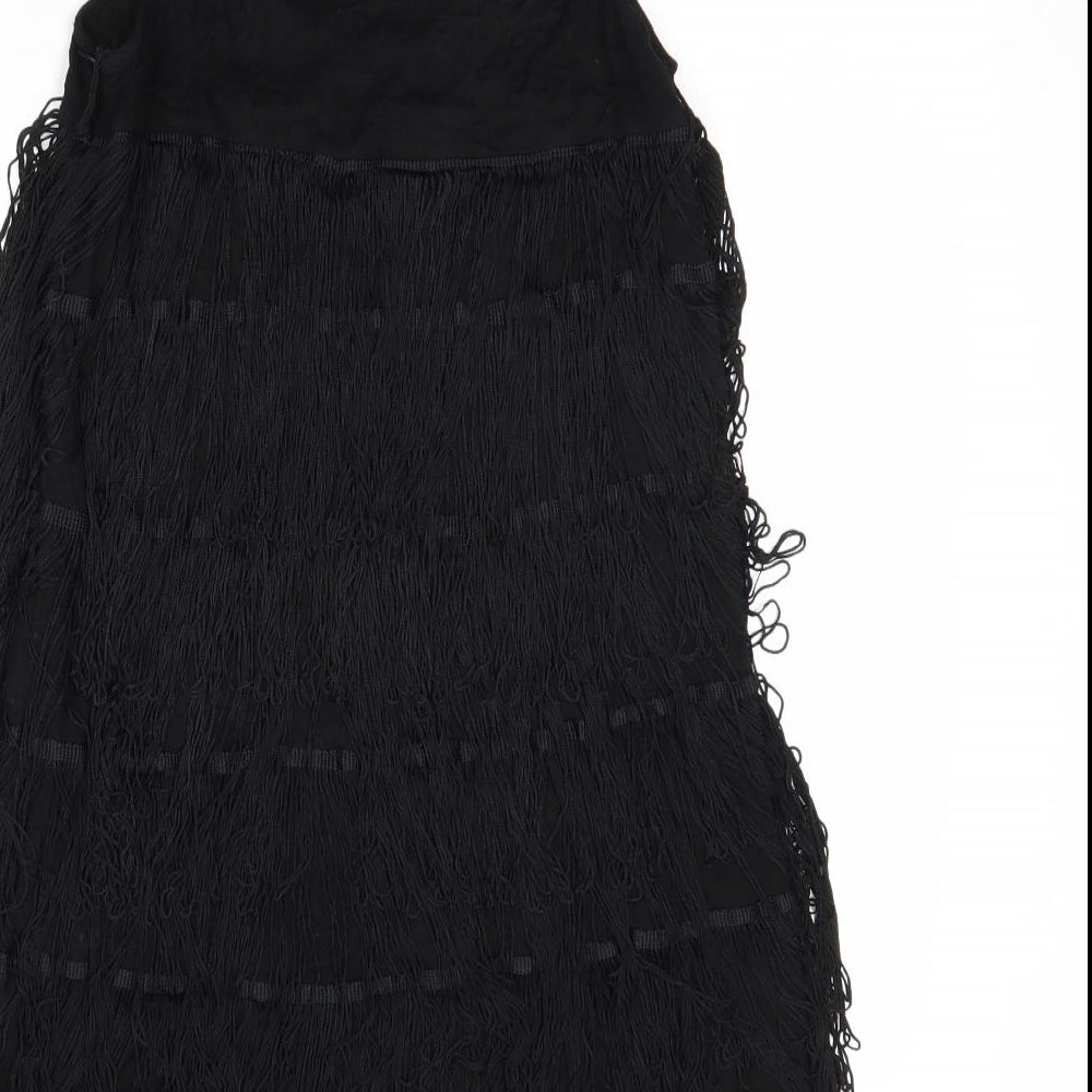 Raw Womens Black Cotton Mini Size 8 Scoop Neck Zip