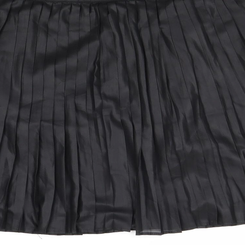 Vera Moda Womens Black Polyester Pleated Skirt Size 10 Zip