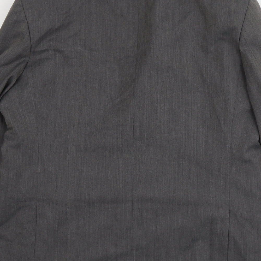 Pin stripe Mens Grey Polyester Jacket Suit Jacket Size L Regular