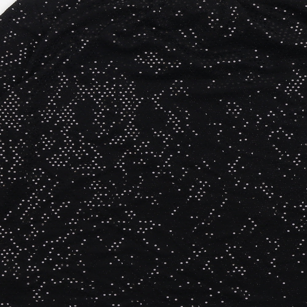 Billie&Bolssom Womens Black Geometric Nylon Basic Blouse Size 12 Round Neck
