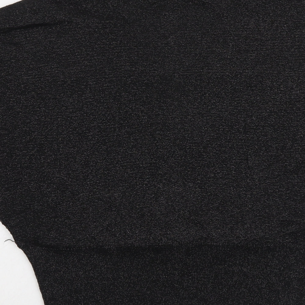 Oasis Womens Black Viscose Cropped Blouse Size M V-Neck
