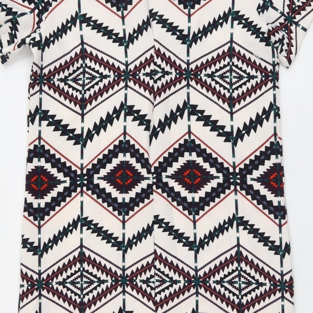 Hearts & Bows Womens Multicoloured Geometric Polyester Basic T-Shirt Size 10 Round Neck