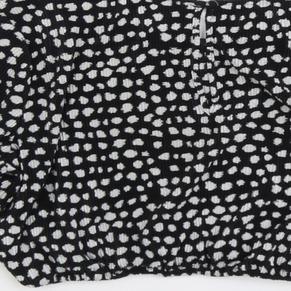 ASOS Womens Black Geometric Polyester Cropped T-Shirt Size 12 Round Neck