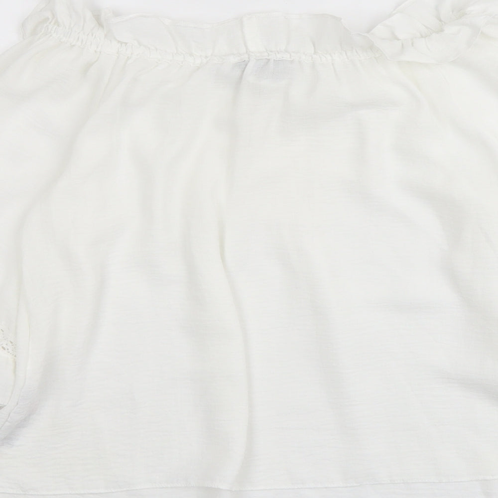 New Look Womens White Polyester Basic Blouse Size 6 Boat Neck