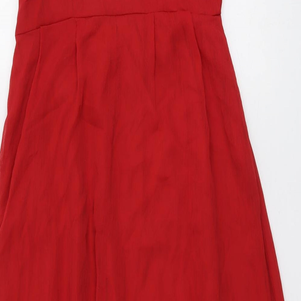 South Womens Red Polyester A-Line Size 8 V-Neck Pullover