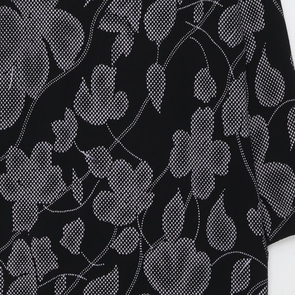 Roman Womens Black Floral Polyester Sheath Size 10 Boat Neck Pullover