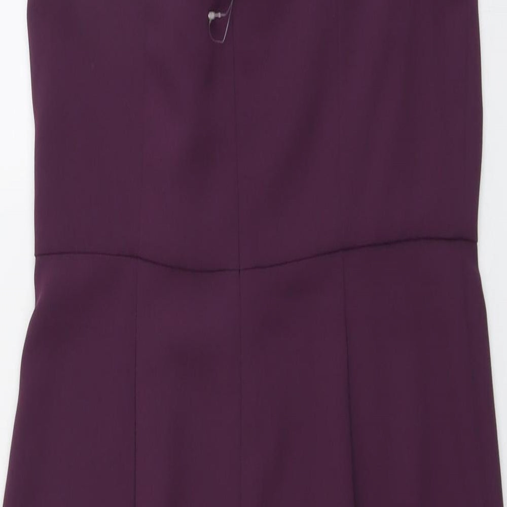 Rochelle Humes Womens Purple Polyester Shift Size 12 Square Neck Zip