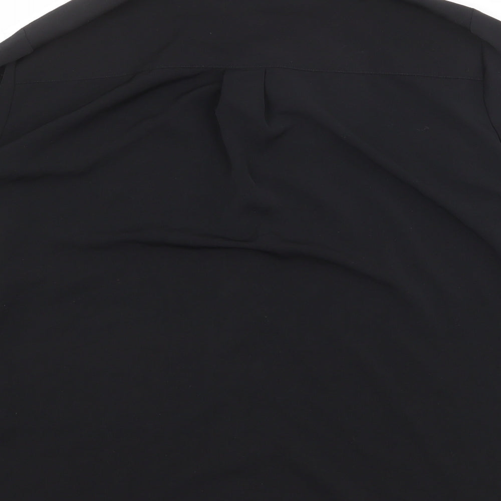 H&M Womens Black Polyester Basic Button-Up Size 10 Collared