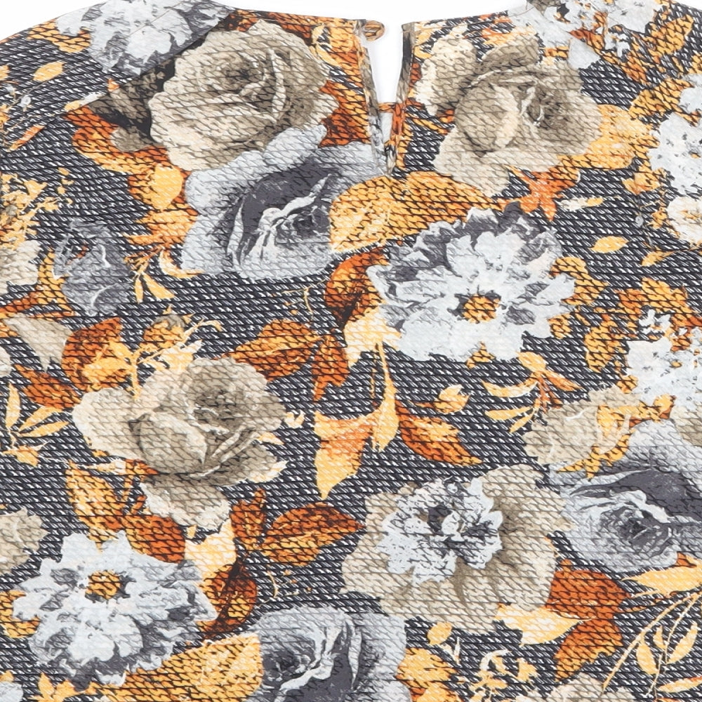 Zara Womens Multicoloured Floral Polyester Basic Blouse Size XS Round Neck