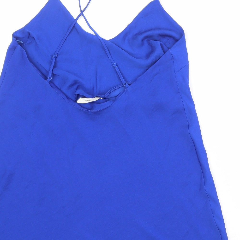 Marks and Spencer Womens Blue Polyester Basic Tank Size 12 Round Neck