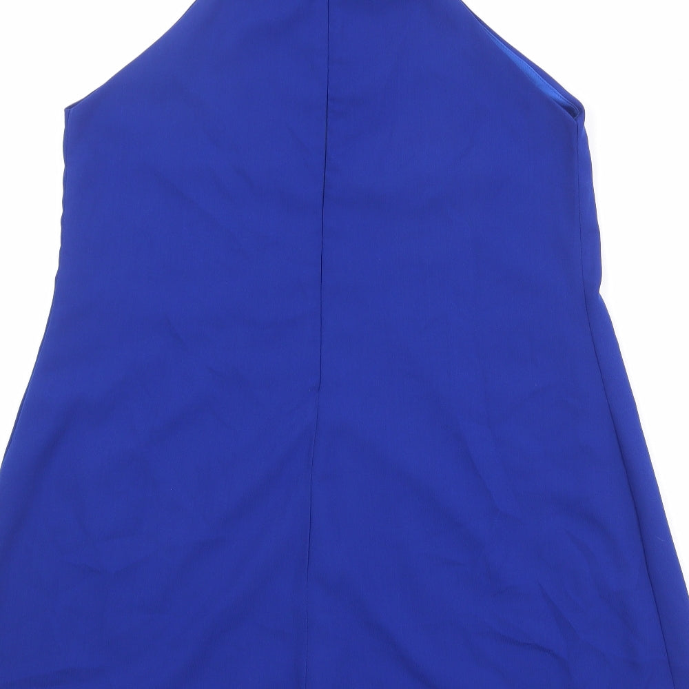 Missguided Womens Blue Polyester Trapeze & Swing Size 12 Halter Zip