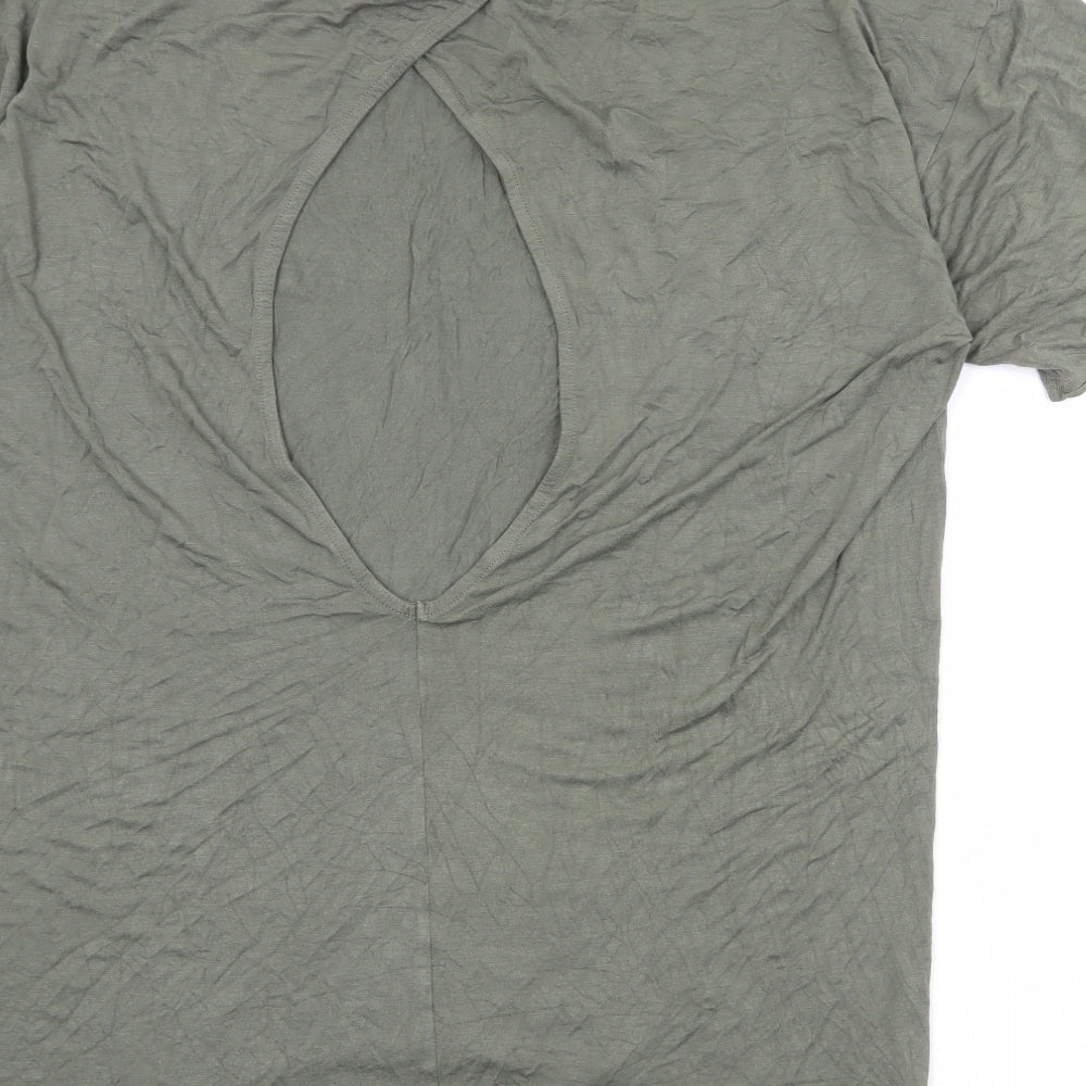 Innocent Womens Green Viscose Basic T-Shirt Size 12 Round Neck - Cut Out Back Detail