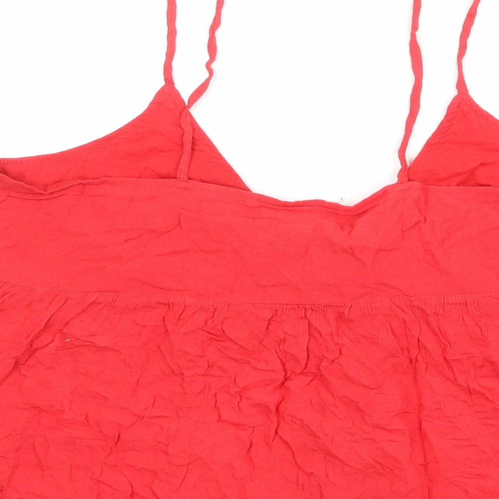 New Look Womens Red Viscose Basic Tank Size 12 V-Neck