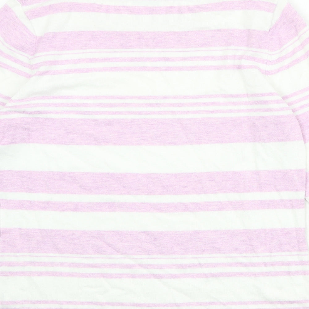 Berkertex Womens Purple Round Neck Striped Viscose Pullover Jumper Size 14
