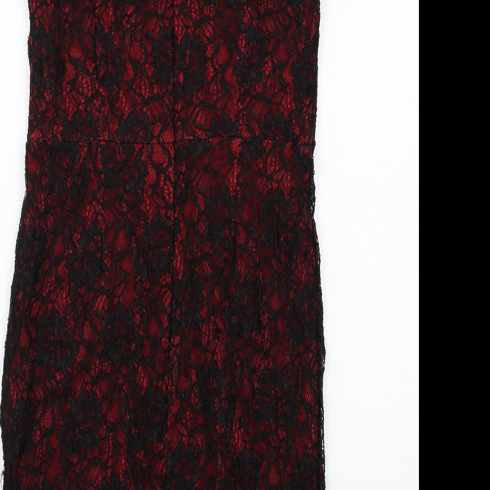 Donna Ricco Womens Black Nylon Tank Dress Size 10 Boat Neck Zip