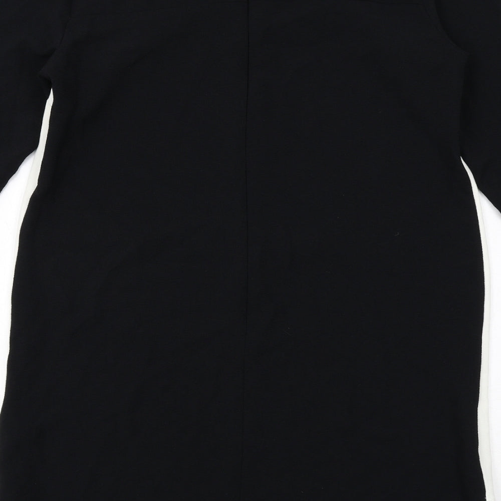 Topshop Womens Black Colourblock Polyester Shift Size 14 Boat Neck Zip