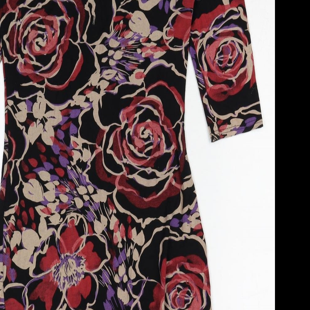 Miso Womens Multicoloured Floral Viscose Mini Size 10 Scoop Neck Pullover