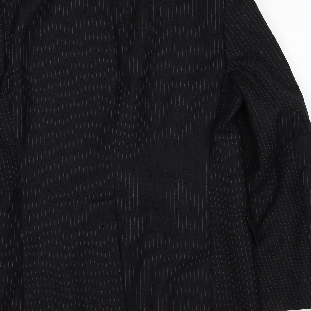 Diolen Mens Black Striped Polyester Jacket Suit Jacket Size 40 Regular