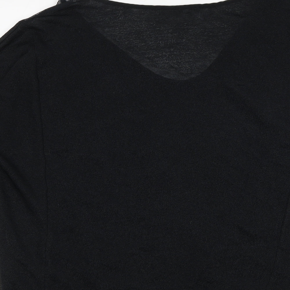 Zara Womens Black Polyester Basic Blouse Size M V-Neck