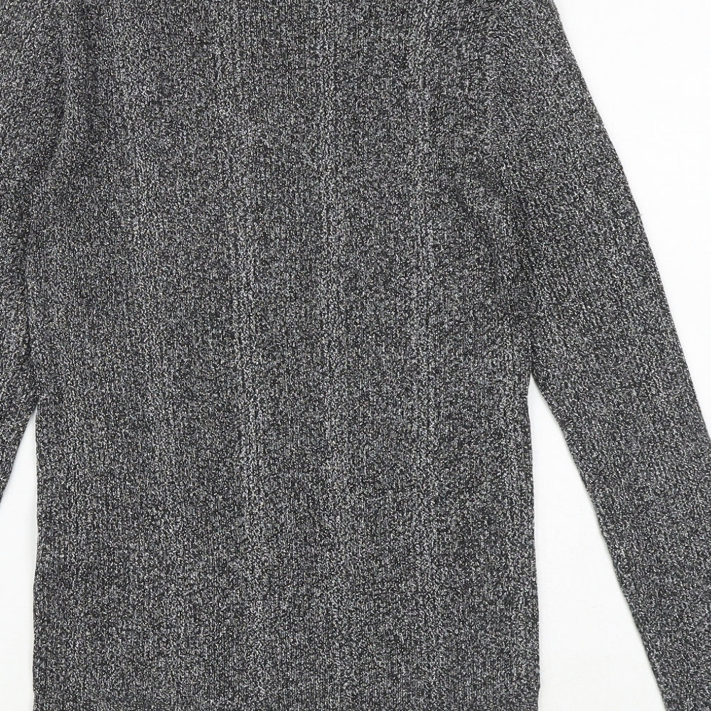 Marks & Spencer Womens Silver Geometric Viscose Basic Blouse Size 8 V-Neck