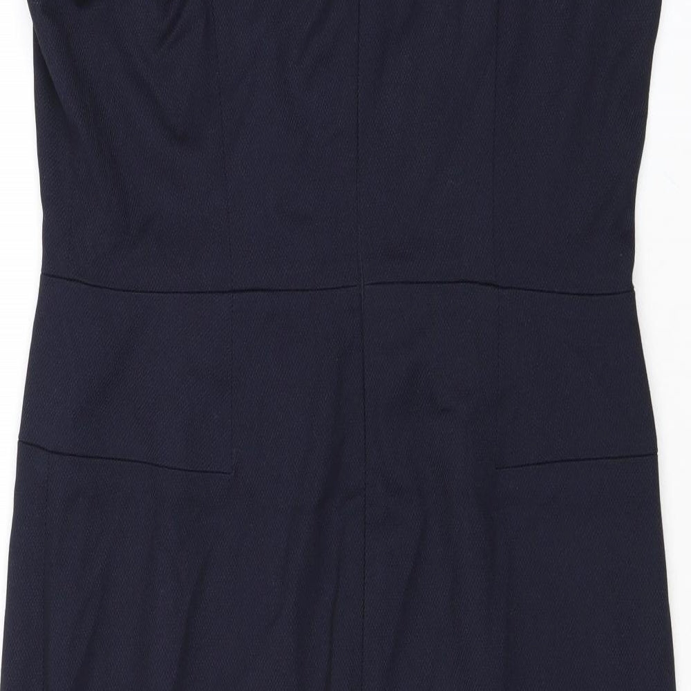 NEXT Womens Blue Polyester Pencil Dress Size 10 V-Neck Zip