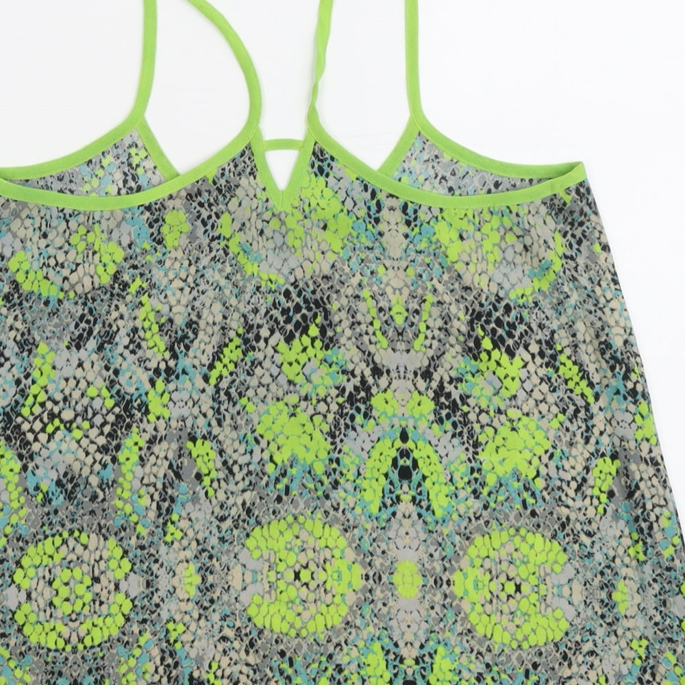 Butterfly Womens Green Geometric Polyester Camisole Tank Size 10 Round Neck