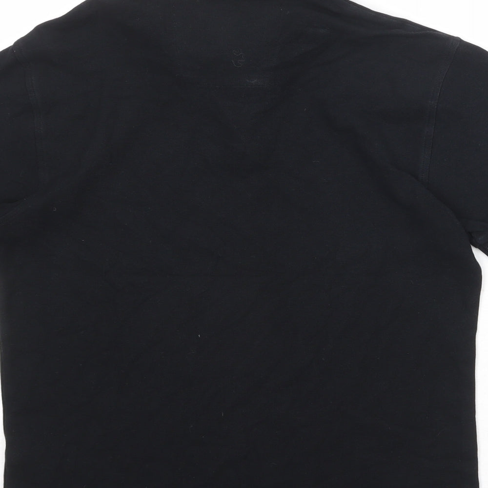 Marks & Spencer Mens Black Cotton Polo Size S Collared Button