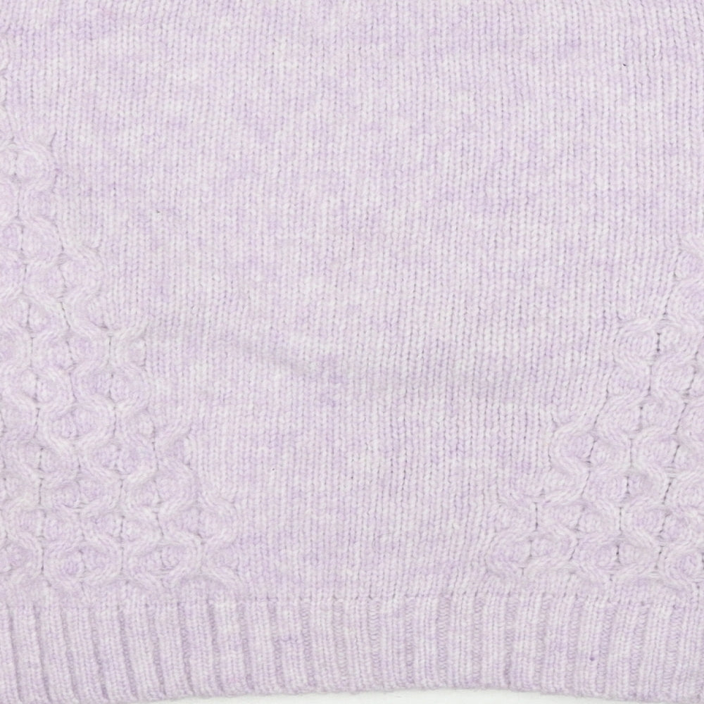 Brave Soul Womens Purple Round Neck Polyester Pullover Jumper Size S