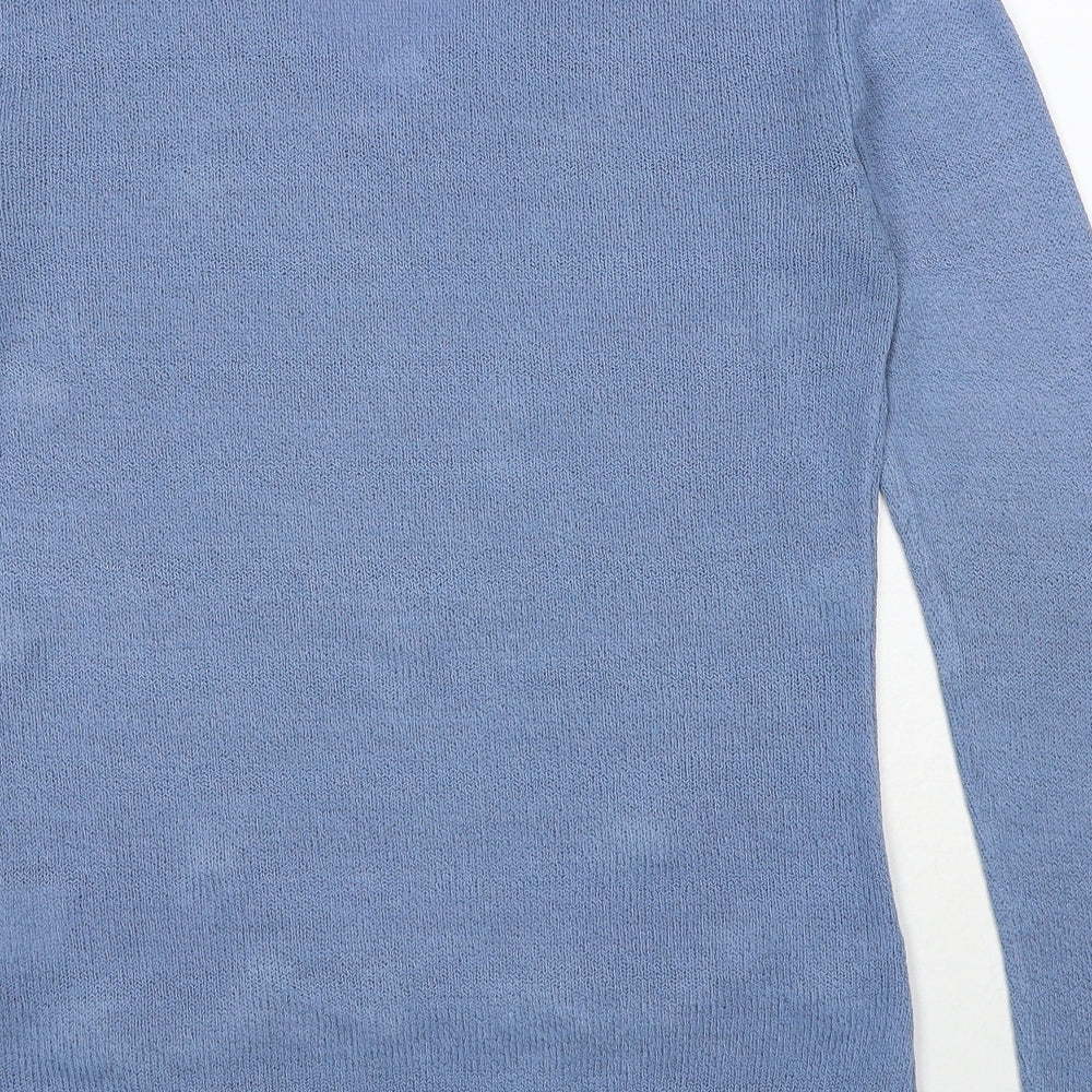 Bonmarché Womens Blue V-Neck Acrylic Pullover Jumper Size S - Size S/M
