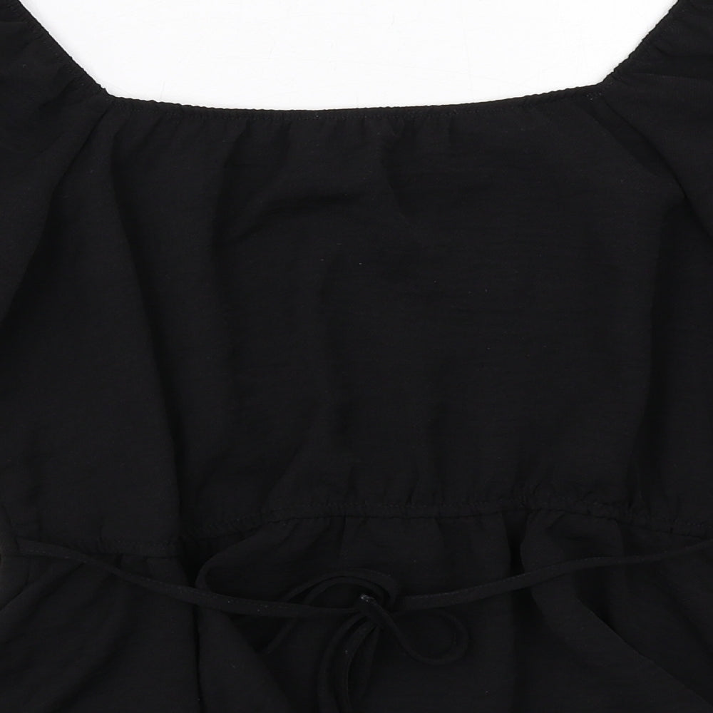 New Look Womens Black Polyester Basic Blouse Size 10 Square Neck