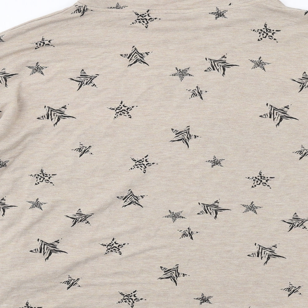 Marks & Spencer Womens Beige Geometric Viscose Pullover Sweatshirt Size 12 Pullover - Star Pattern
