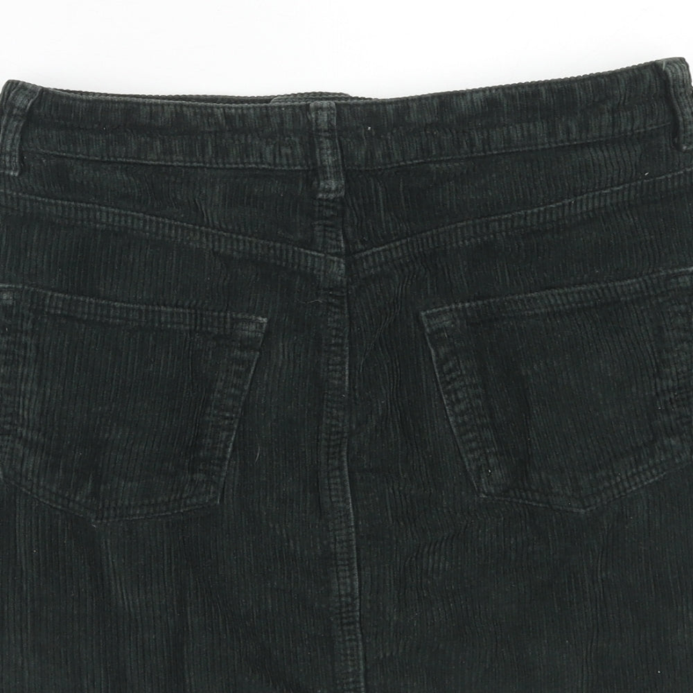 Topshop Womens Green Cotton A-Line Skirt Size 8 Zip